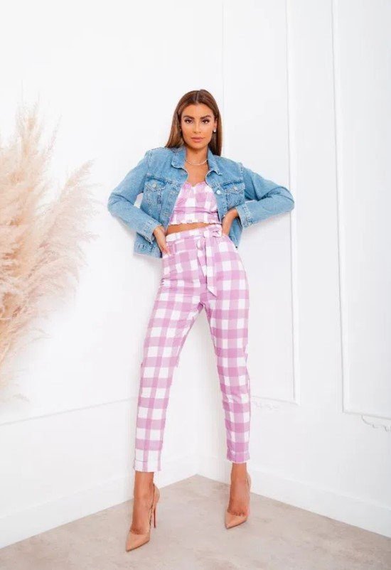 Xadrez vichy com jeans.