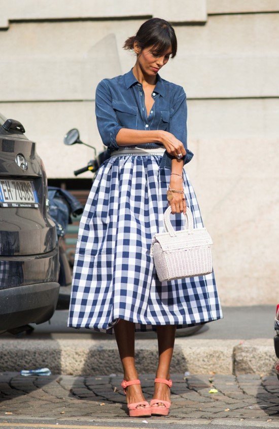 Look com xadrez vichy saia.