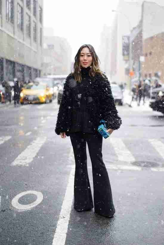 Looks com calça flare no inverno.